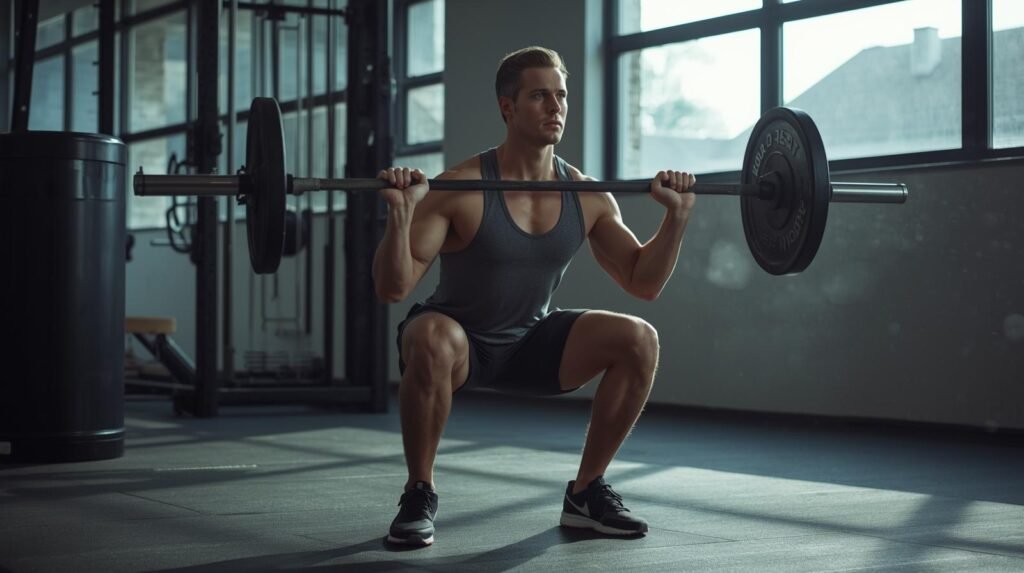 A controlled gym exercise representing rebuilding fitness gradually and safely after time off.